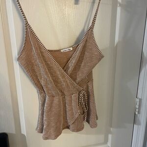 Caution To The Wind Brown Striped Top